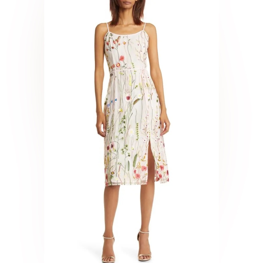 Sam Edelman Floral Embroidered Midi Summer Dress - Pink Plus Size 14 XL